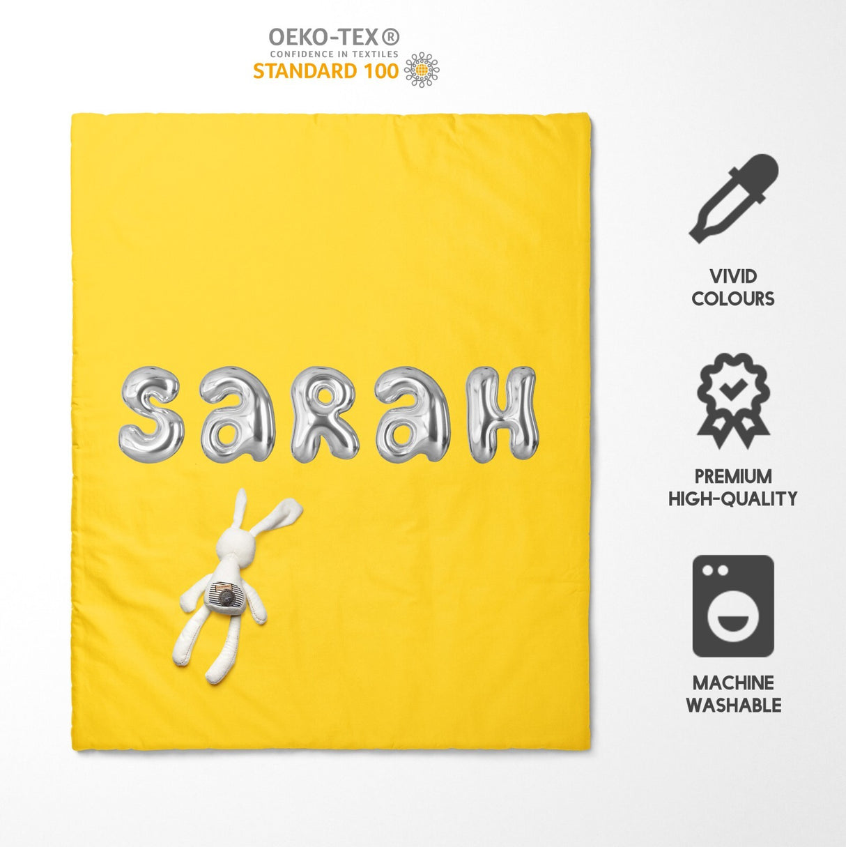 Personalised Name Colour 3D Bubble Font Toddler Cot Bed Duvet Cover + Pillowcase