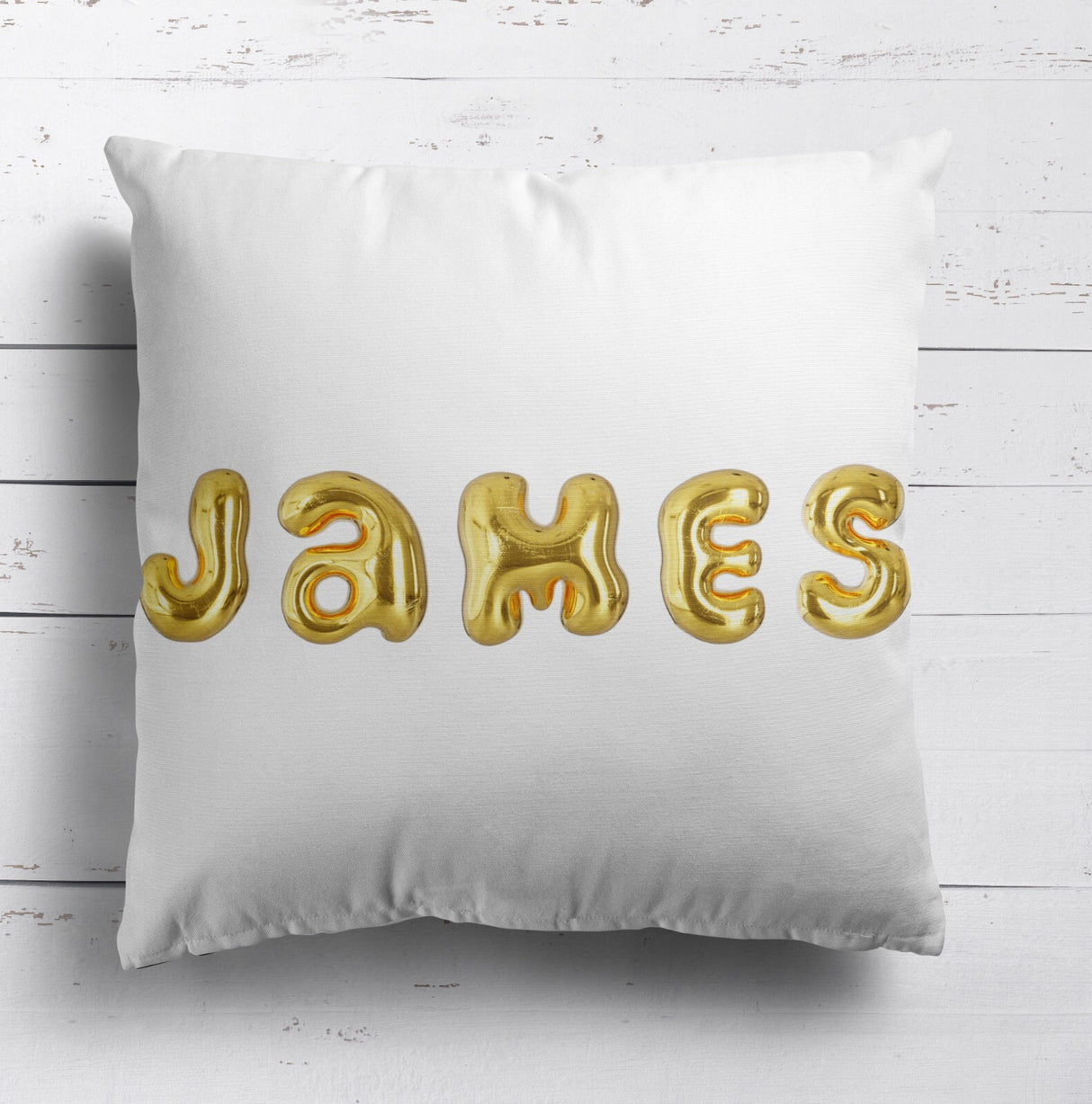 Personalised 3D Bubble Name Text Print Soft Square Filled Cushion Throw Decor