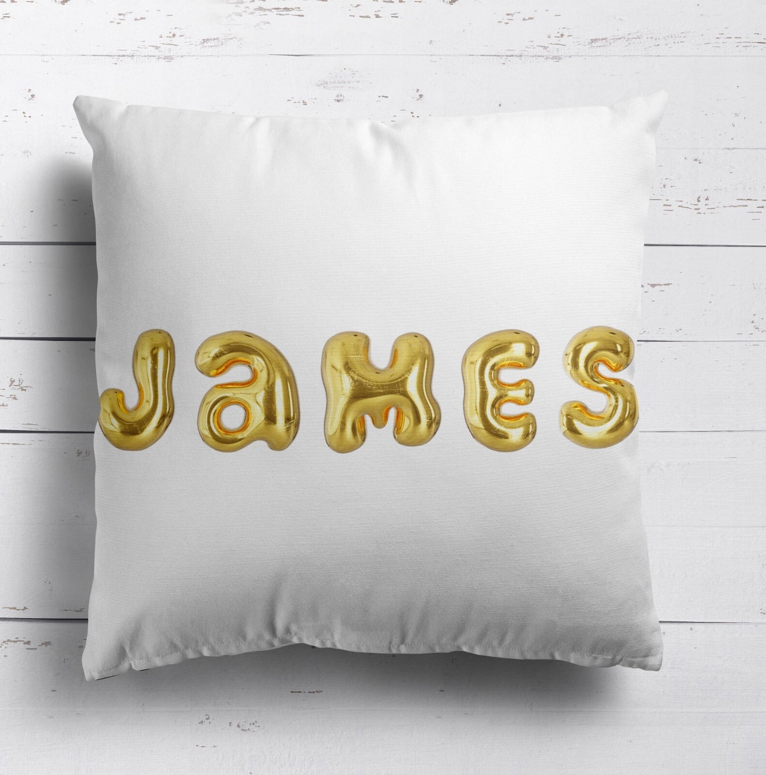 Personalised 3D Bubble Name Text Print Soft Square Filled Cushion Throw Decor