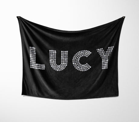 Personalised Diamond Gems Letters Novelty Soft Fleece Mink Blanket Gift Decor