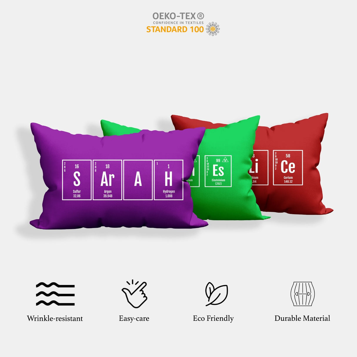 Personalised Name Science Chemical Periodic Table Printed Soft Pillowcase Pillow