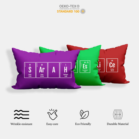 Personalised Name Science Chemical Periodic Table Printed Soft Pillowcase Pillow