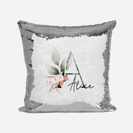 Personalised Gentle Botanical Blush Sequin Magic Cushion Cover + Pillow Kids