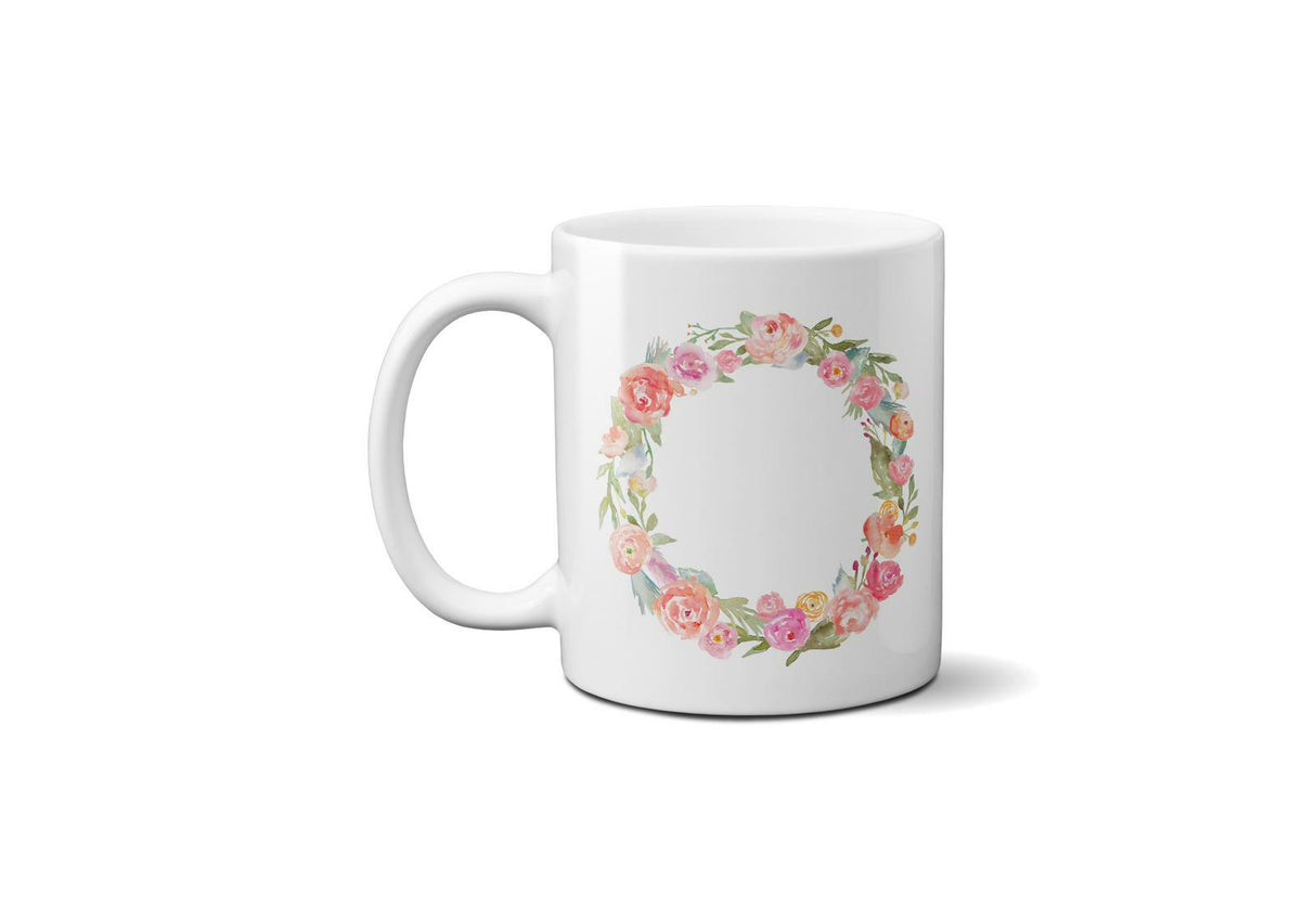 Personalised Alphabet Floral Name Initial Letter Coffee Mug Gift 11oz Ceramic
