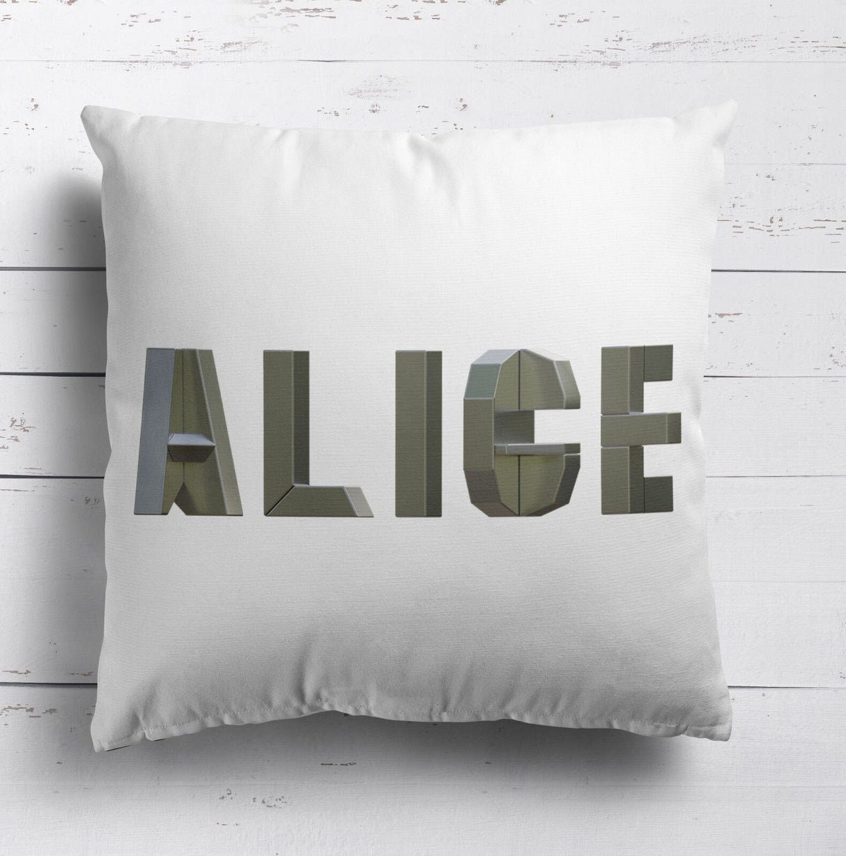 Personalised Geometal 3D Name Print Soft Square Filled Cushion Throw Decor