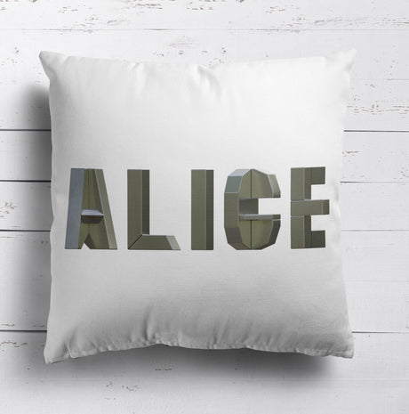 Personalised Geometal 3D Name Print Soft Square Filled Cushion Throw Decor