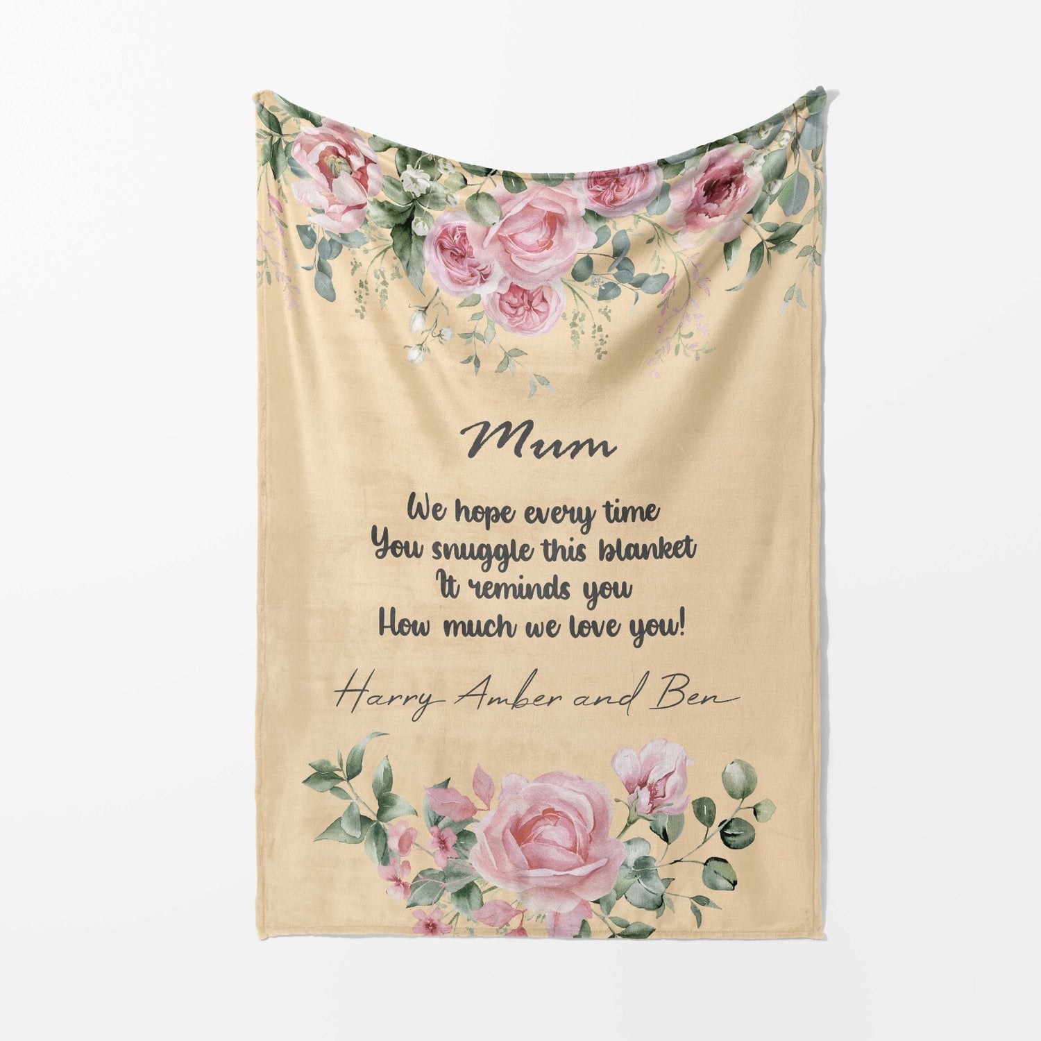 Mum We Hope Every Time Mother's Day Warm Fleece Memory Blanket Throw Decoration