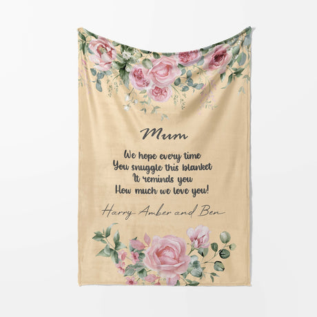 Mum We Hope Every Time Mother's Day Warm Fleece Memory Blanket Throw Decoration