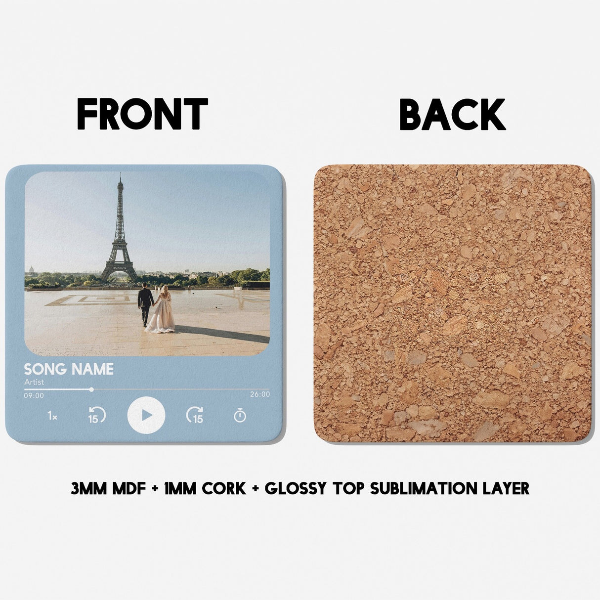 Personalised Music Player Custom Song Image Gift Coffee Tea Mug + Coaster Option