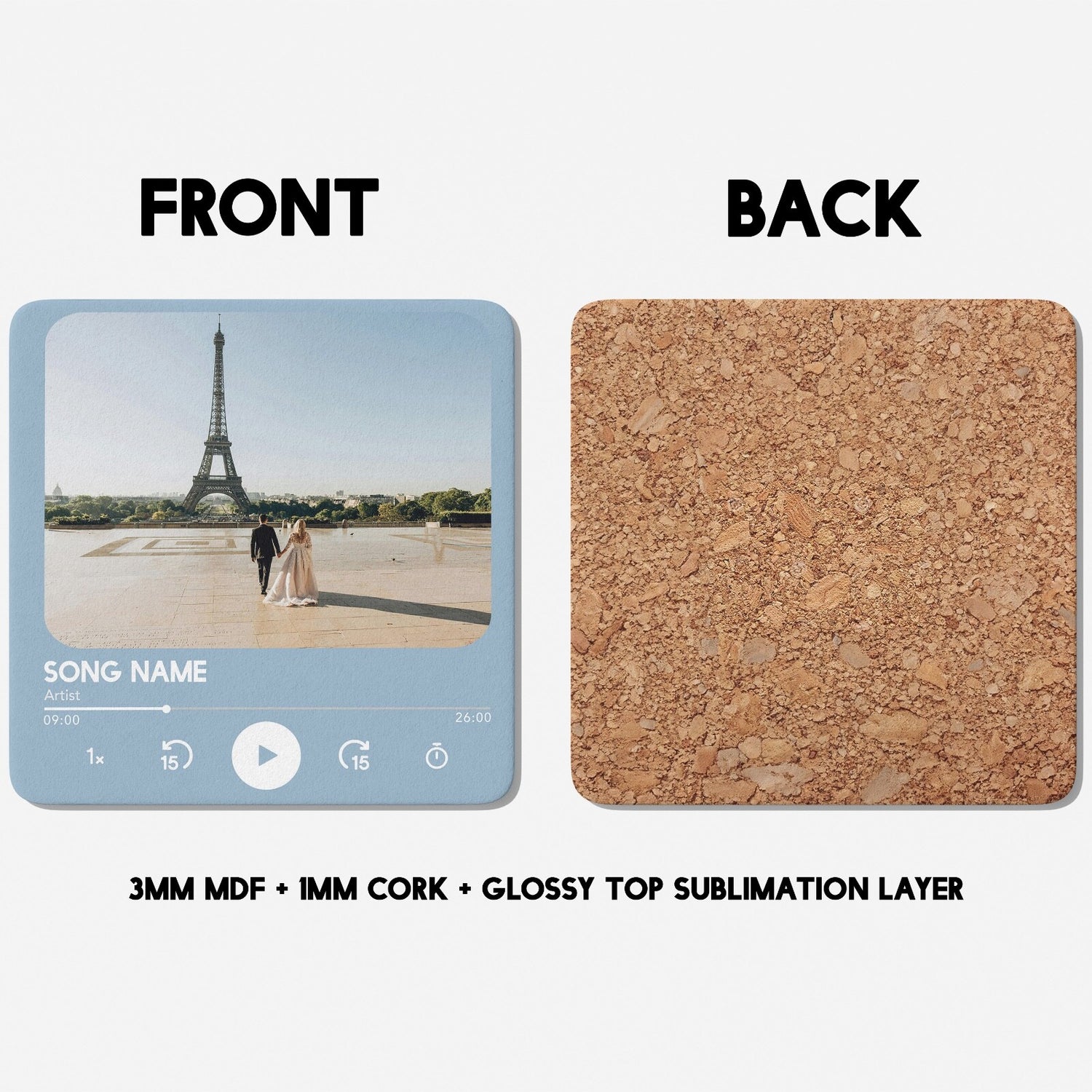 Personalised Music Player Custom Song Image Gift Coffee Tea Mug + Coaster Option