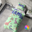 Personalised Custom Name Dinosaurs Clip Art Single Bed Duvet Cover + Pillowcase