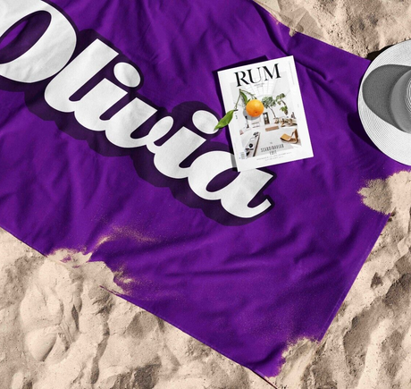 Personalised Custom Name Funky Font Any Background Colour Beach Bath Sheet Towel