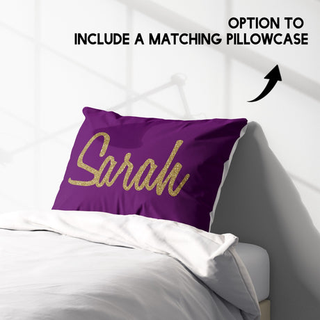 Personalised Name Gold Glitter Font Soft Single Size Novelty Bed Duvet Cover