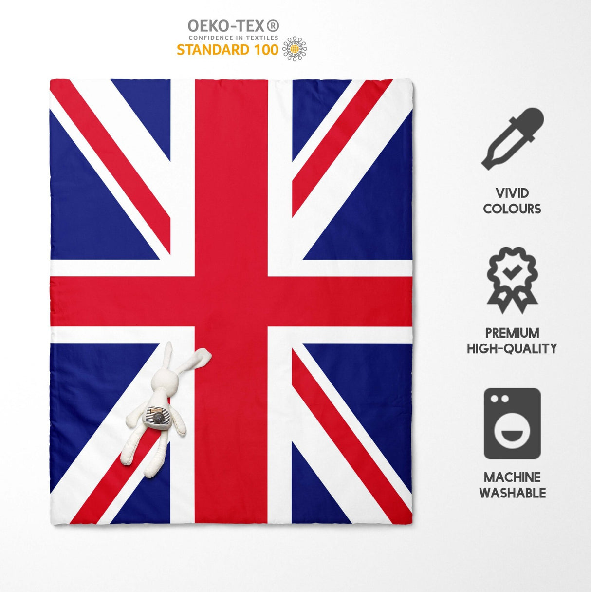 GB Flag Union Jack Flag Custom Junior Toddler Cot Bed Duvet Cover + Pillowcase