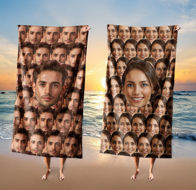 Funny Personalised Custom Photo Upload Collage Soft Beach Bath Sheet Hand Towel