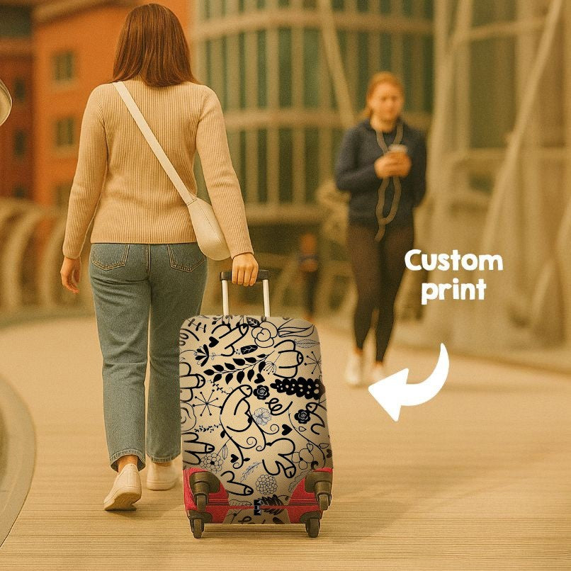 Floral Willy Pattern Custom Luggage Cover – Gift Personalised Suitcase Protector