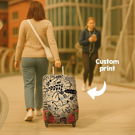 Floral Willy Pattern Custom Luggage Cover – Gift Personalised Suitcase Protector