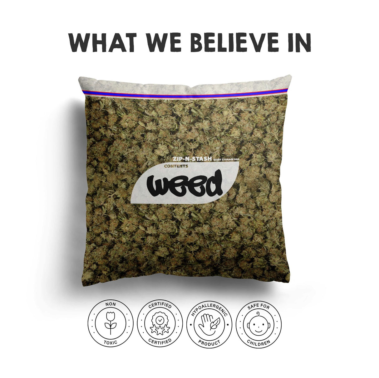 Weed Bag Funny Prank Cheeky Novelty Joke Square Fill Zipped Close Cushion Throw