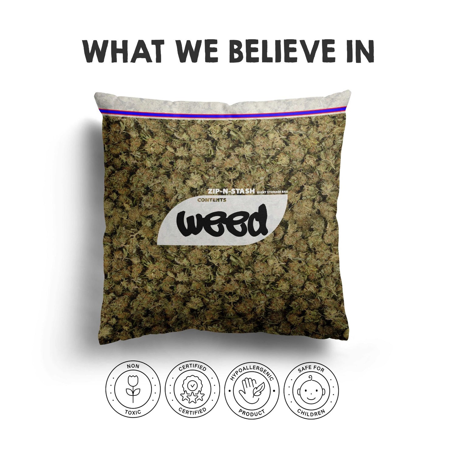 Weed Bag Funny Prank Cheeky Novelty Joke Square Fill Zipped Close Cushion Throw