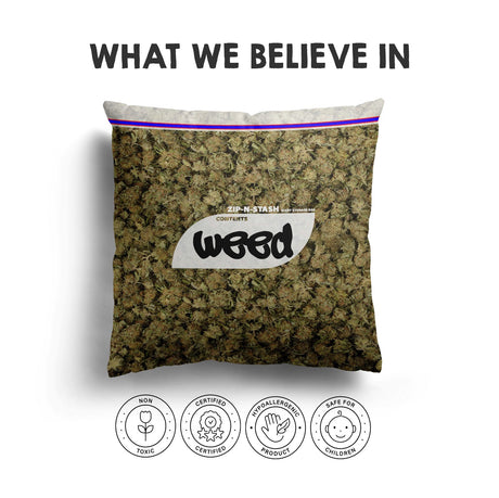 Weed Bag Funny Prank Cheeky Novelty Joke Square Fill Zipped Close Cushion Throw