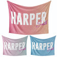 Personalised Name Gradient Two Tone Coloured Soft Warm Fleece Blanket Decoration