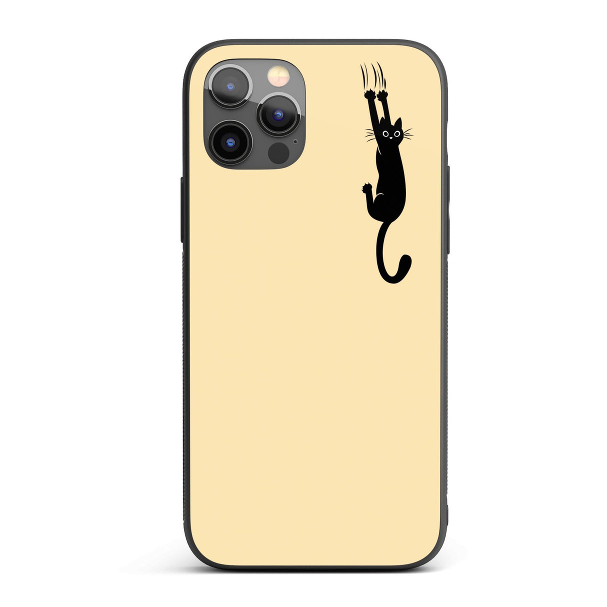 Black Cat Slipping Scratching Personalised Custom Cute Printed iPhone Black Case