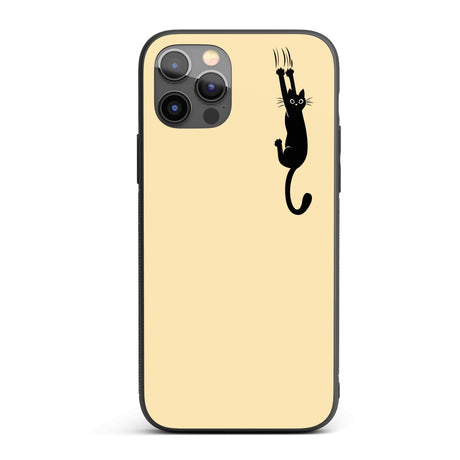 Black Cat Slipping Scratching Personalised Custom Cute Printed iPhone Black Case