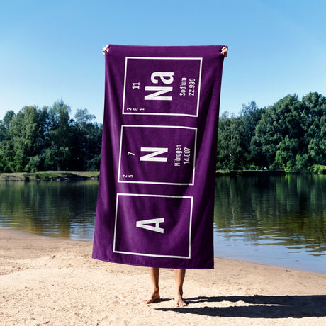 Personalised Science Chemical Periodic Colour Absorbent Beach Bath Sheet Towel