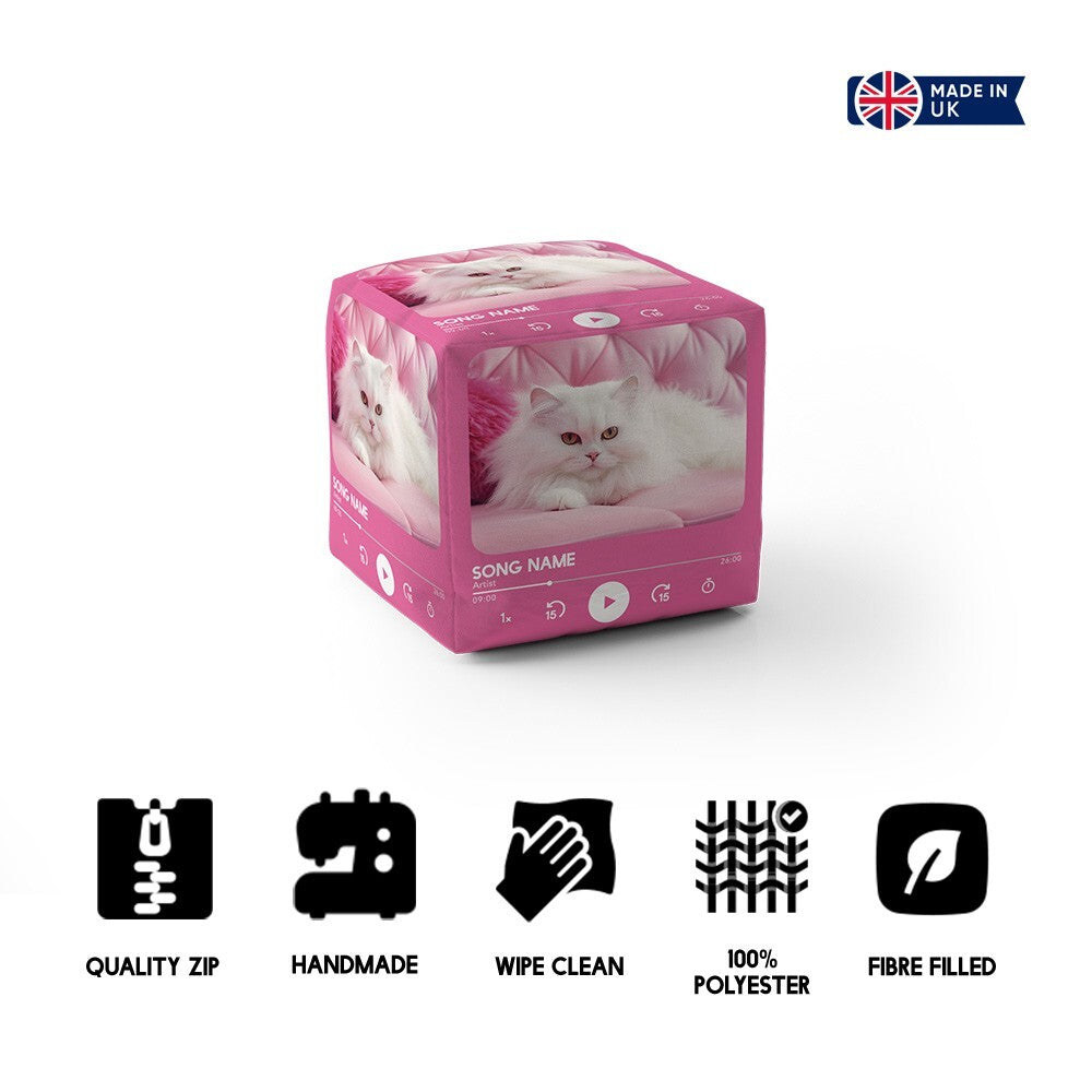 Upload Your Photo Music Player Custom Ottoman Filled Pouffe Inc Washable Cover