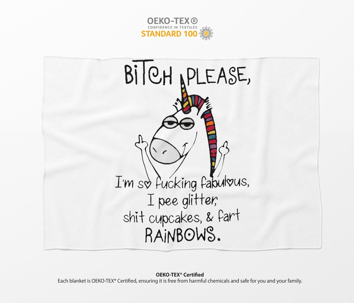 Unicorn Pee Glitter Rude Novelty Custom Colour Fleece Mink Blanket Throw Gift