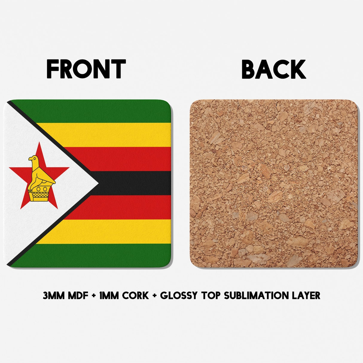 Zimbabwe Flag Patriotic Coffee Tea Mug Cup Set Coaster Home Gift Him Her Custom