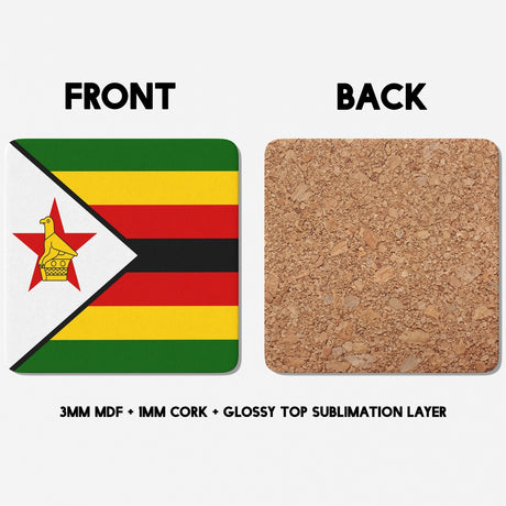 Zimbabwe Flag Patriotic Coffee Tea Mug Cup Set Coaster Home Gift Him Her Custom