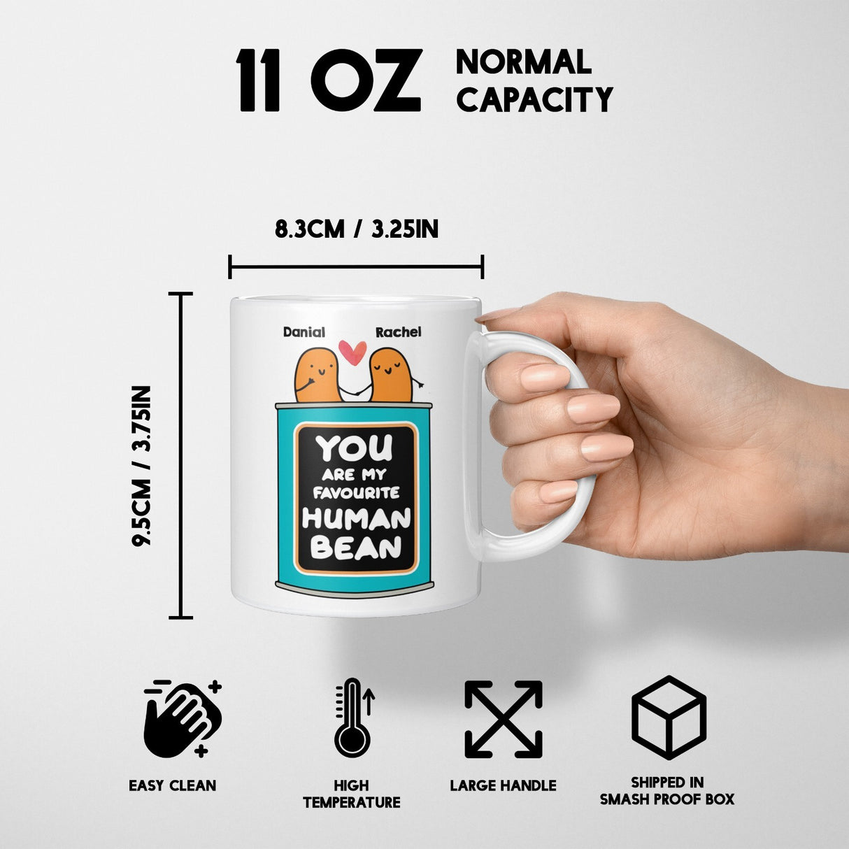 Personalised You Are My Favourite Human Bean Names Mug & Coaster Gift Him/Her