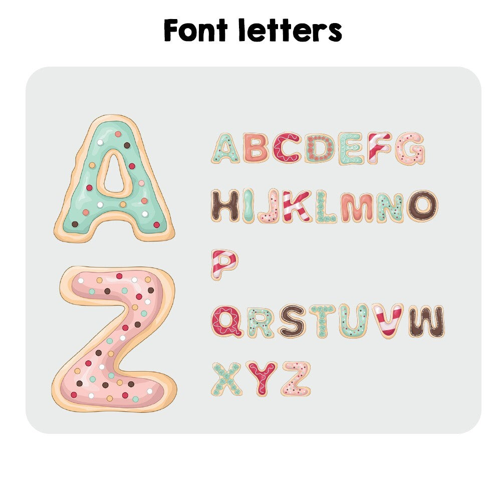 Personalised Name Cookie Alphabet Font Kids Cot Bed Duvet Cover + Pillowcase