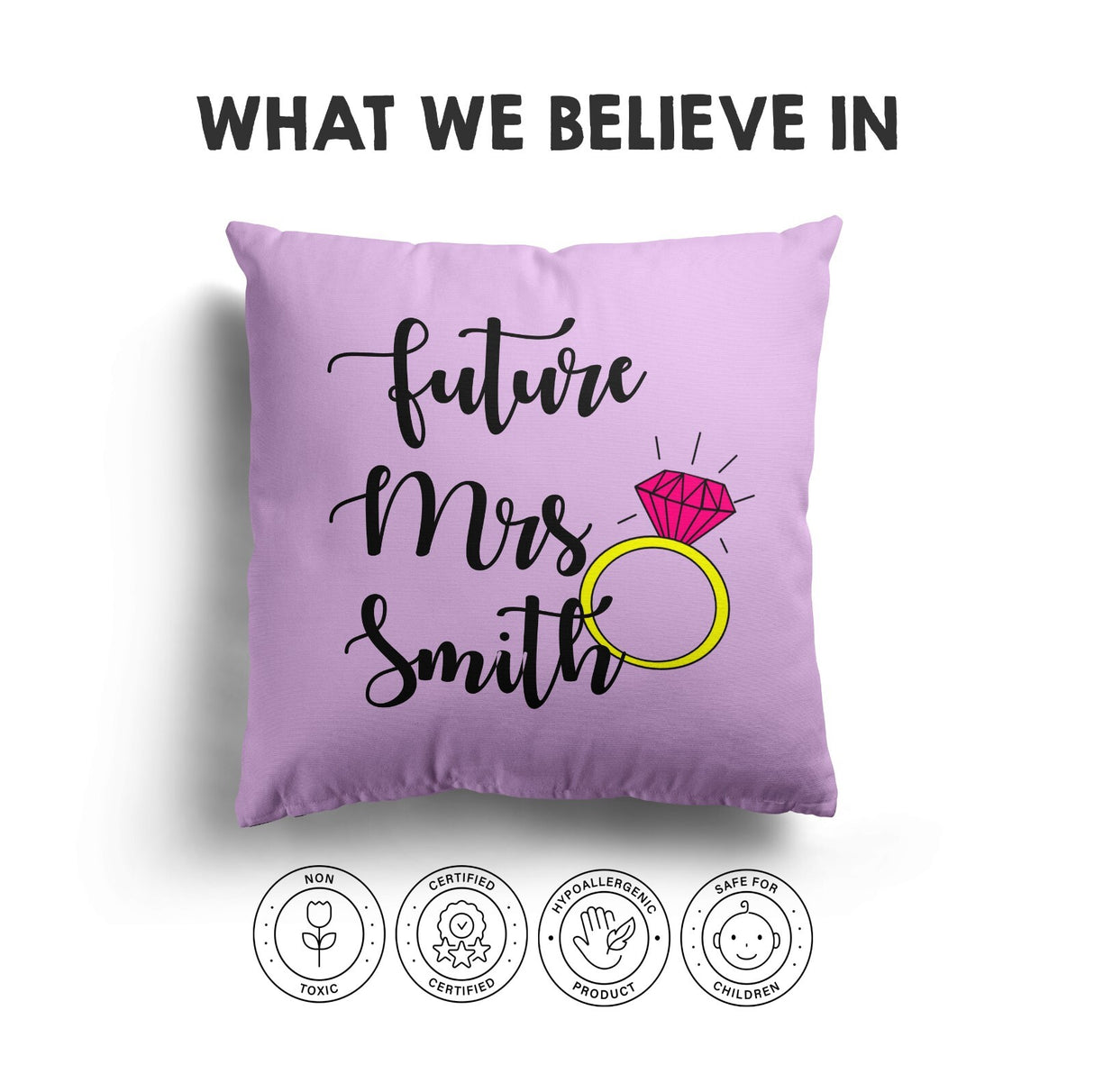 Future Mrs Fiancé Wife To Be Romantic Novelty Wedding Square Fill Cushion Throw