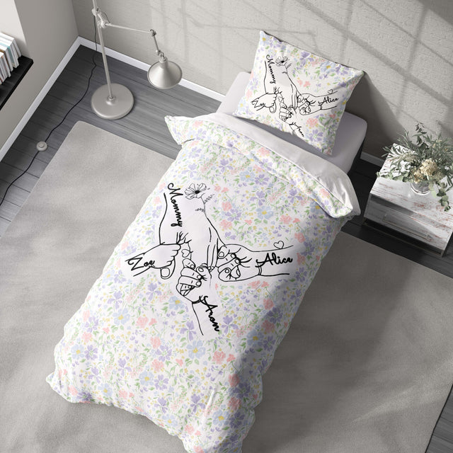Mother's Day Custom Name Floral Memory Single Size Novelty Bed Duvet Cover Set