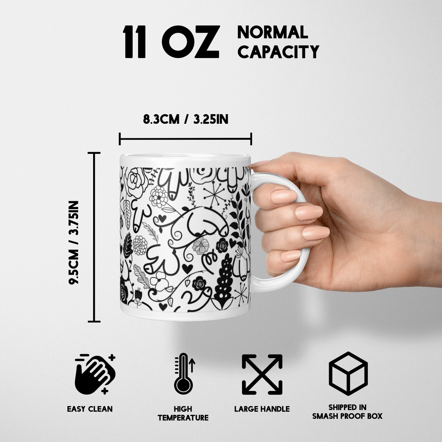 Floral Willy Print Rude Cheeky Funny Gift Coffee Tea Mug Coaster Option Him Her