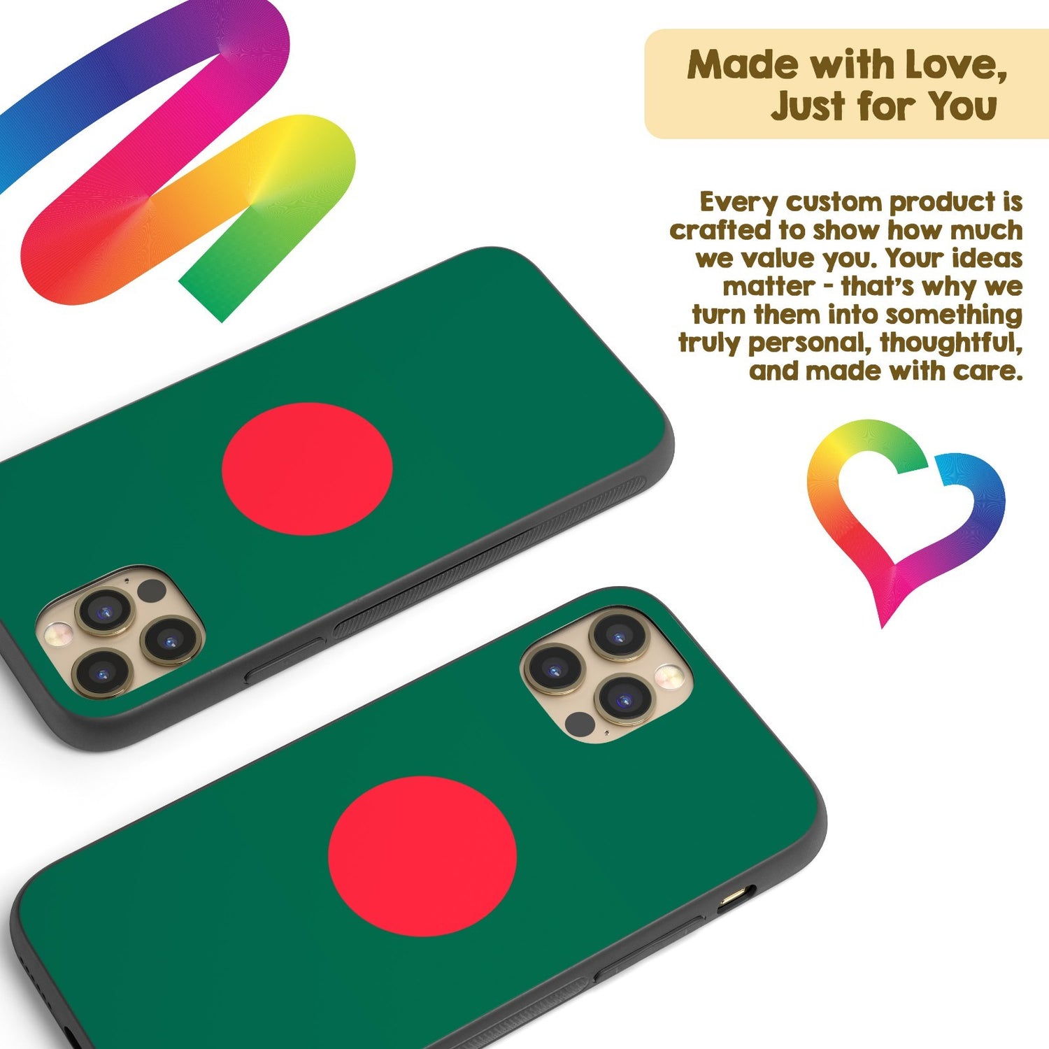 Bangladesh Flag Design Printed iPhone Case Black TPU Cover Protector Custom Gift