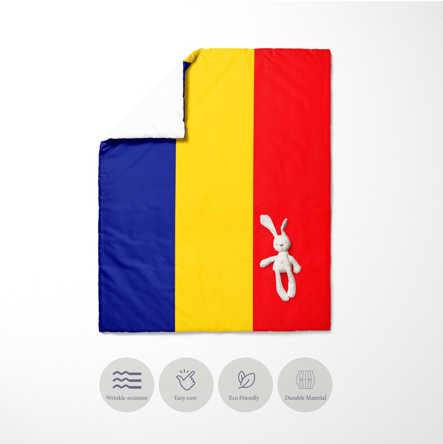 Romania Flag Design Cot Bed - Duvet Cover Toddler Pillowcase Gift Custom Cosy
