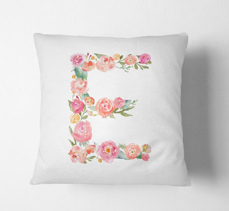 Personalised Alphabet Floral Name Initial Letter Cushion Pillow Case Insert Fill