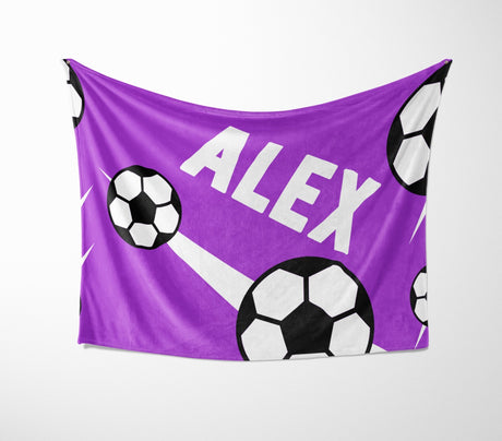 Personalised Custom Name Football Strike Soft Warm Fleece Blanket Decoration