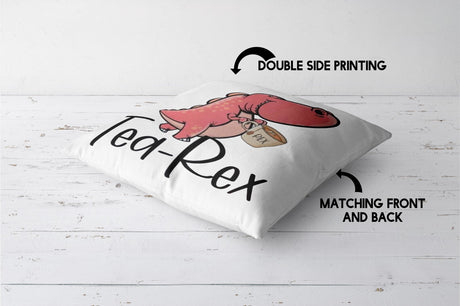 Tea Rex Dinosaur Dino Funny Custom Colour Novelty Square Filled Cushion Decor