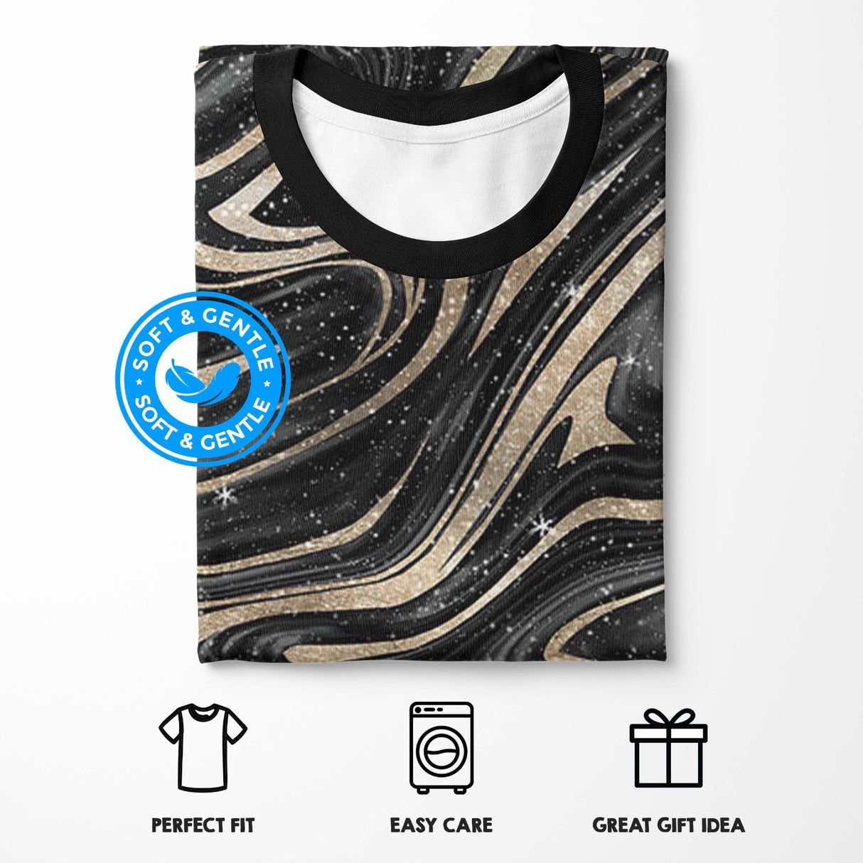Liquid Marble Design Custom All-Over Printed T-Shirt Choose Colour Unisex Tee