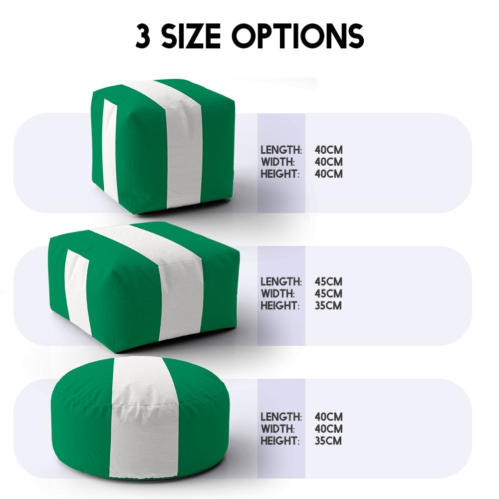 Nigeria Flag Design Ottoman Filled Pouffe Footrest Washable Cover Custom Gift