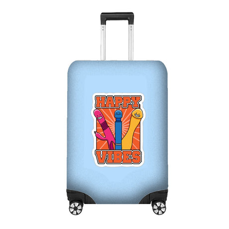 Happy Vibes Rude Funny Custom Luggage Cover Gift Personalised Suitcase Protector