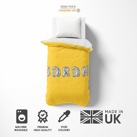 Personalised 3D Bubble Name Text Print Soft Single Size Novelty Bed Duvet Cover