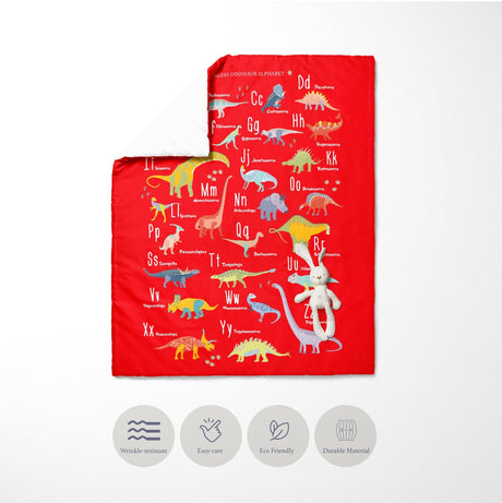 My Dinosaur Alphabet Personalised Toddler Cot Bedding Duvet Cover + Pillowcase