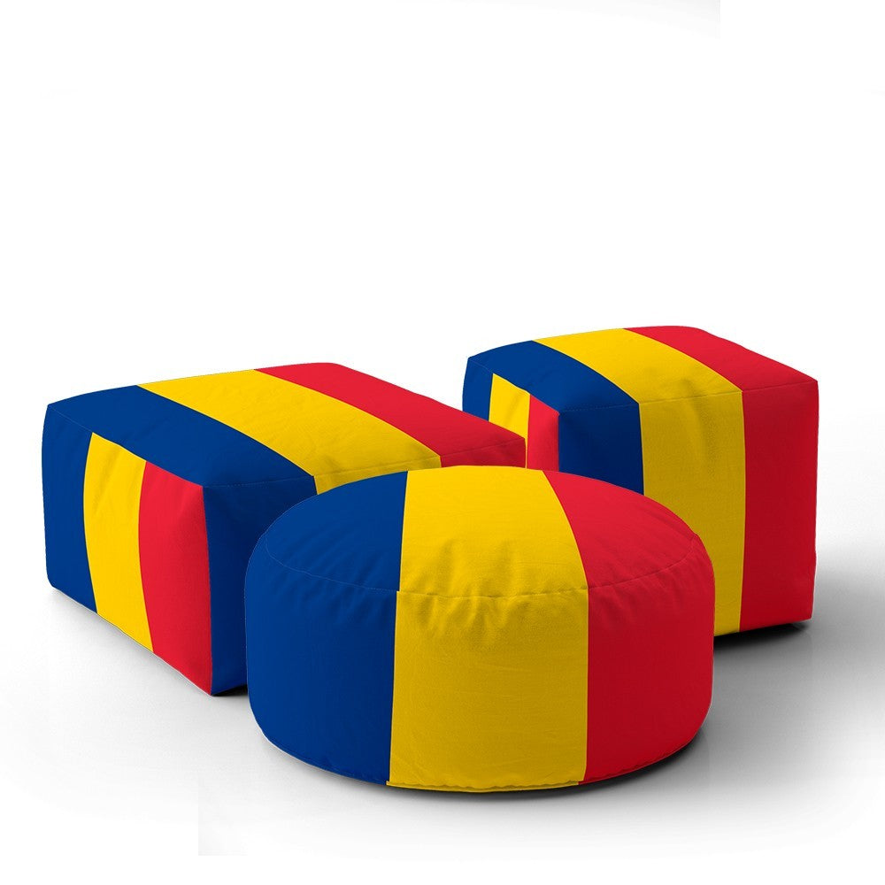 Romania Flag Patriotic Ottoman Filled Pouffe Footrest Washable Cover Custom Gift