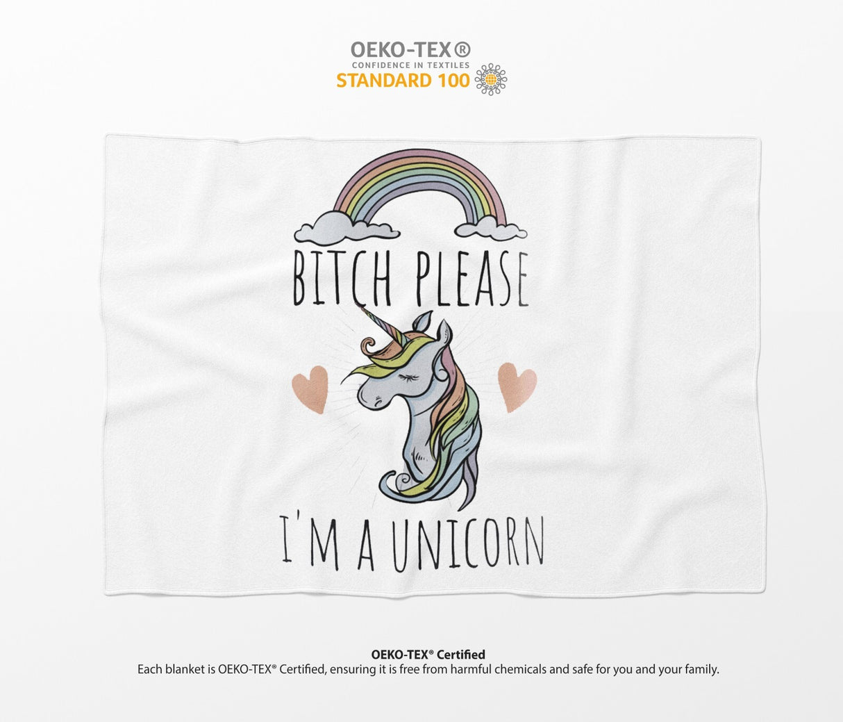 B*tch Please I'm a Unicorn Rude Custom Colour Fleece Mink Blanket Throw Gift