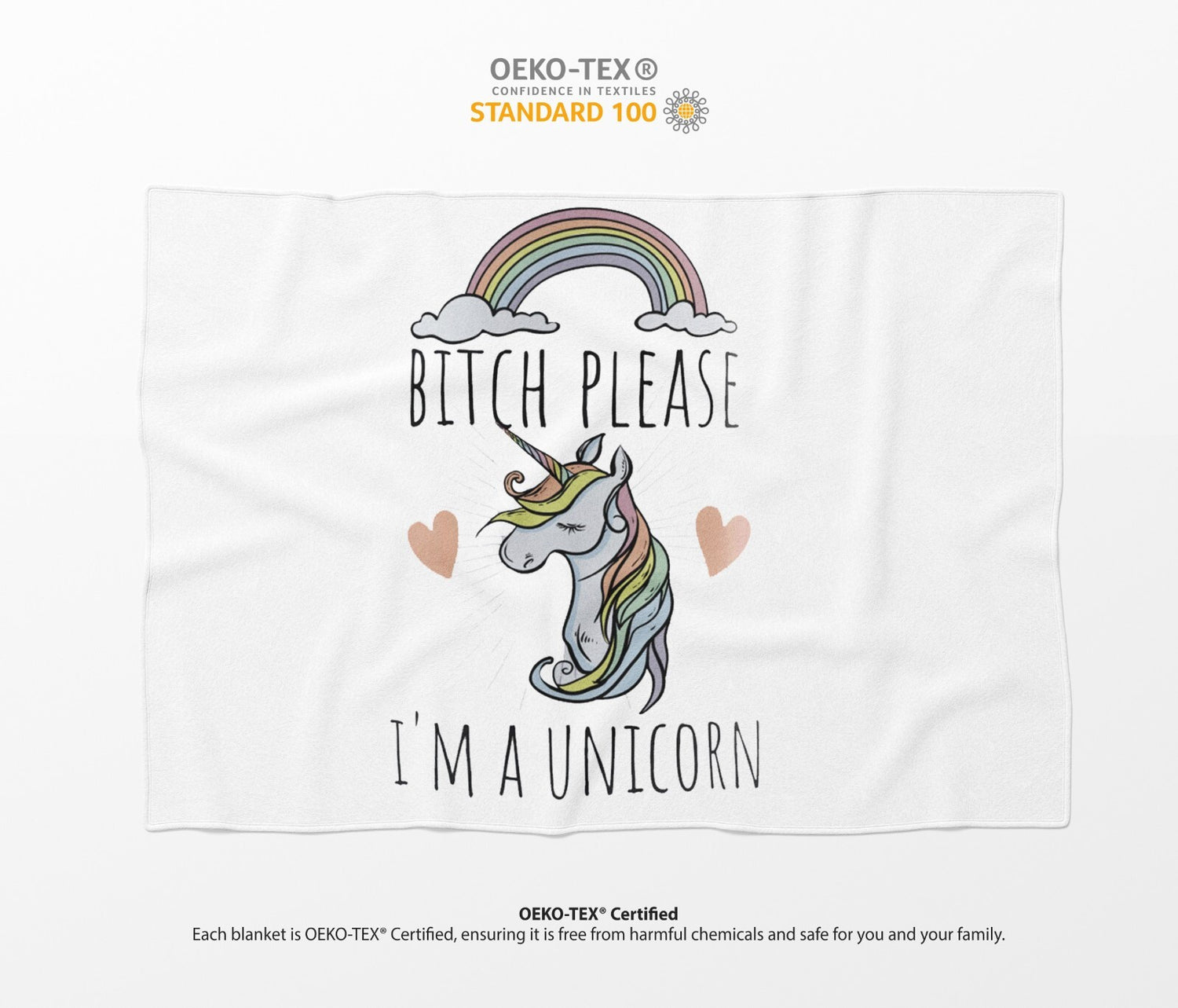 B*tch Please I'm a Unicorn Rude Custom Colour Fleece Mink Blanket Throw Gift